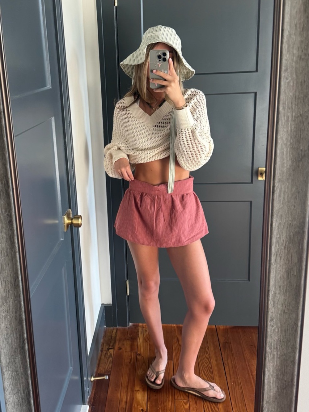 Cotton Gauze Mini Skirt in Dusty Rose